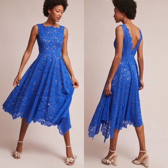 Anthropologie Dresses & Skirts - Tracy Reese blue lace handkerchief midi dress